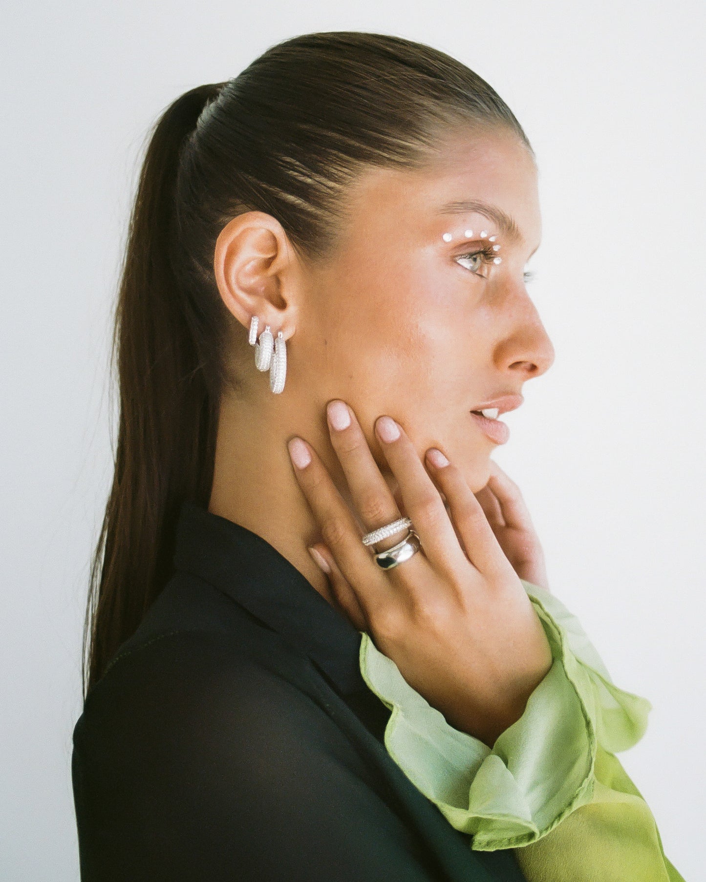 Pave Baby Amalfi Hoops - Silver