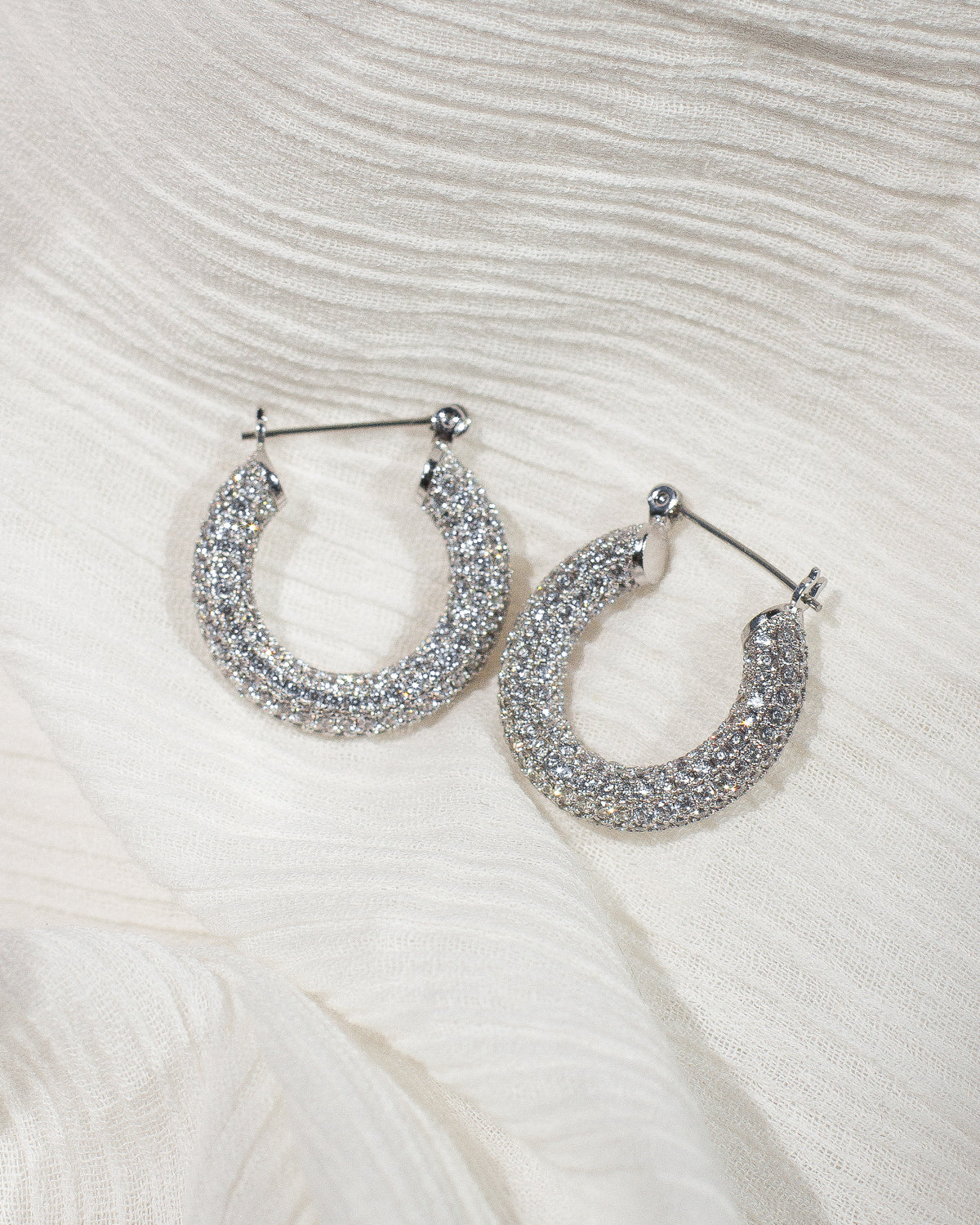 Pave Baby Amalfi Hoops - Silver