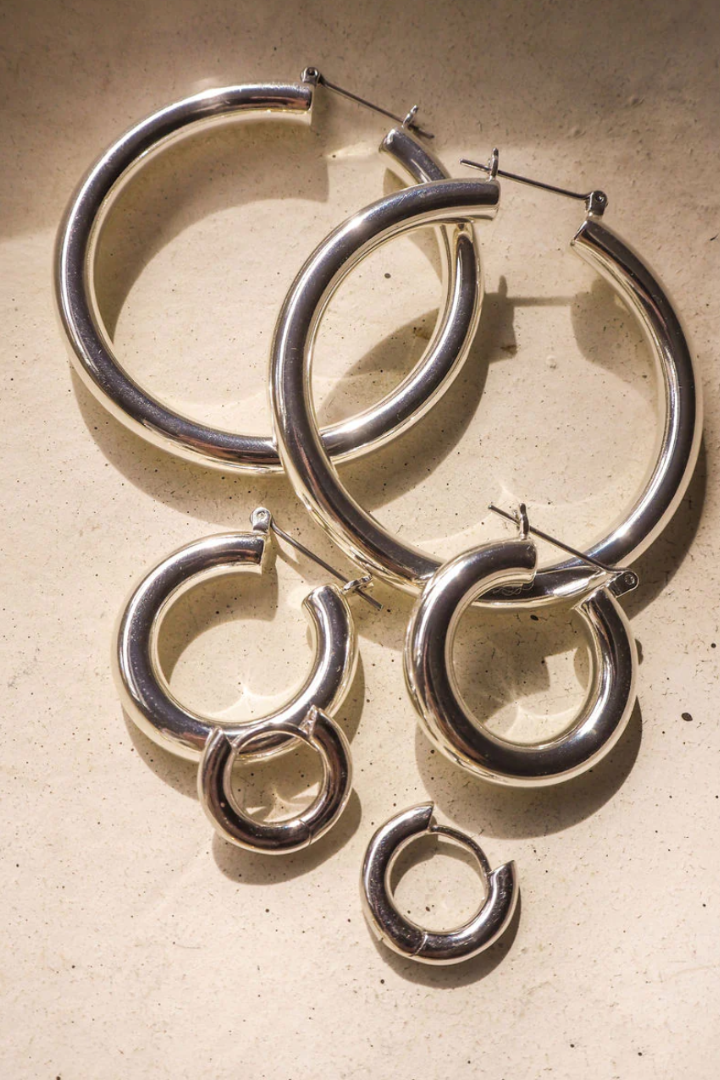 Amalfi Tube Hoop - Silver