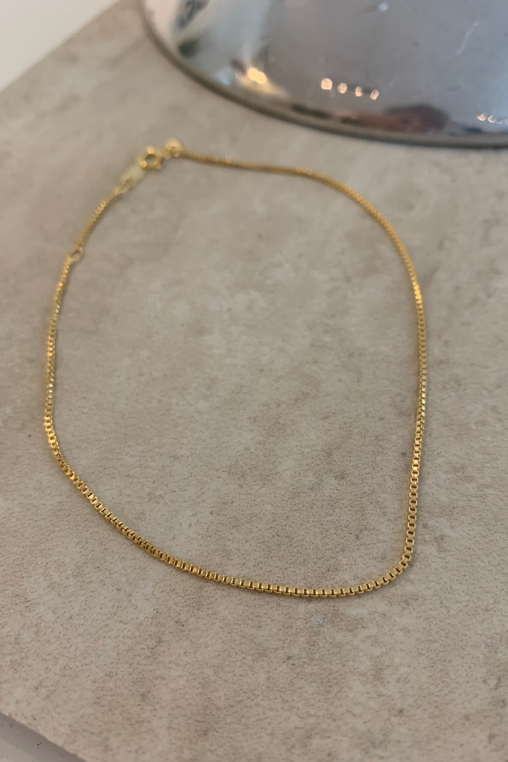 Gold Box Chain Anklet