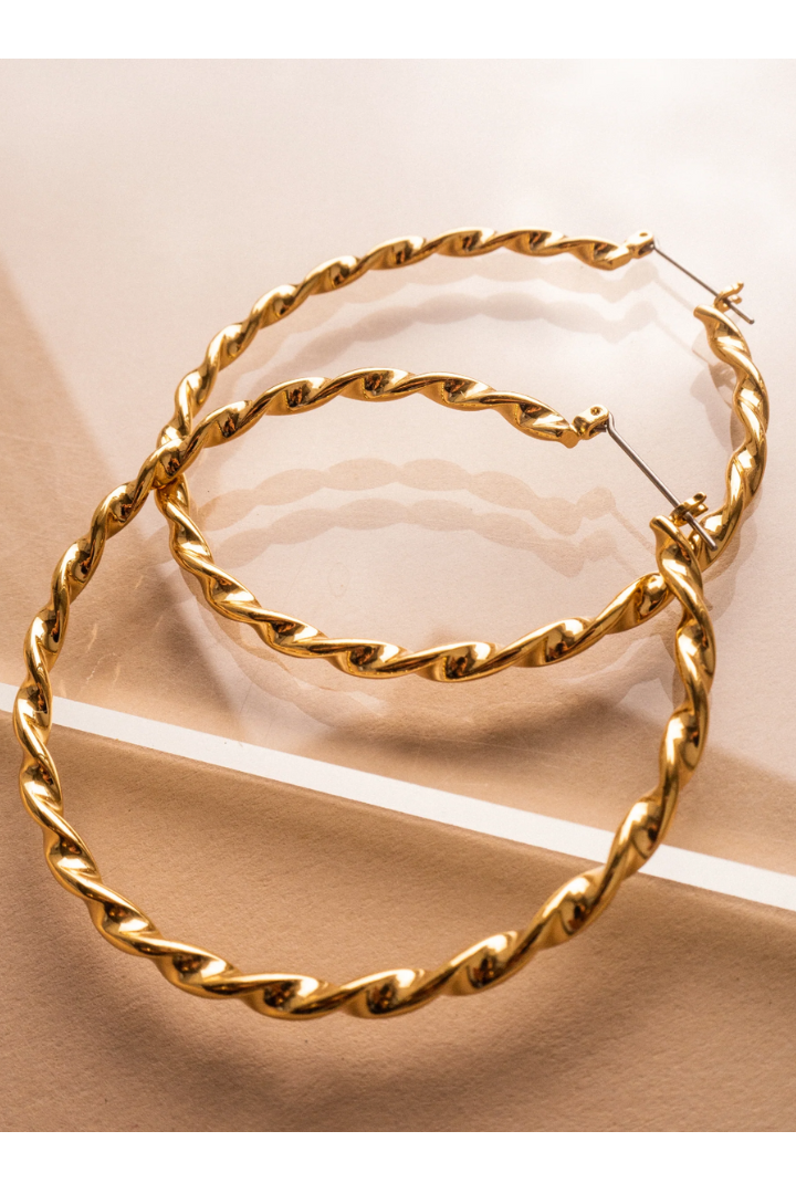 Hanalei Twist Tube Hoop - Gold