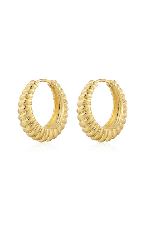 Ridged Marbella Hoops - Gold