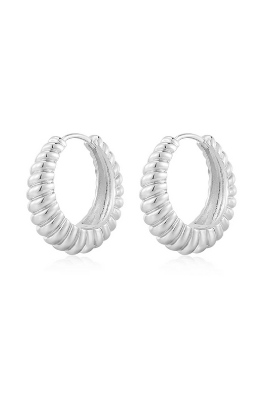 Ridged Marbella Hoops - Silver
