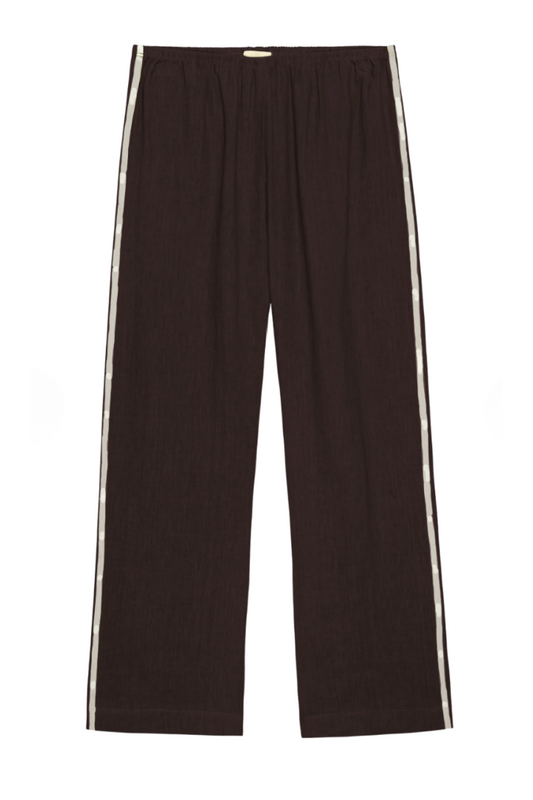 Cropped Stripe Linen Simple Pant