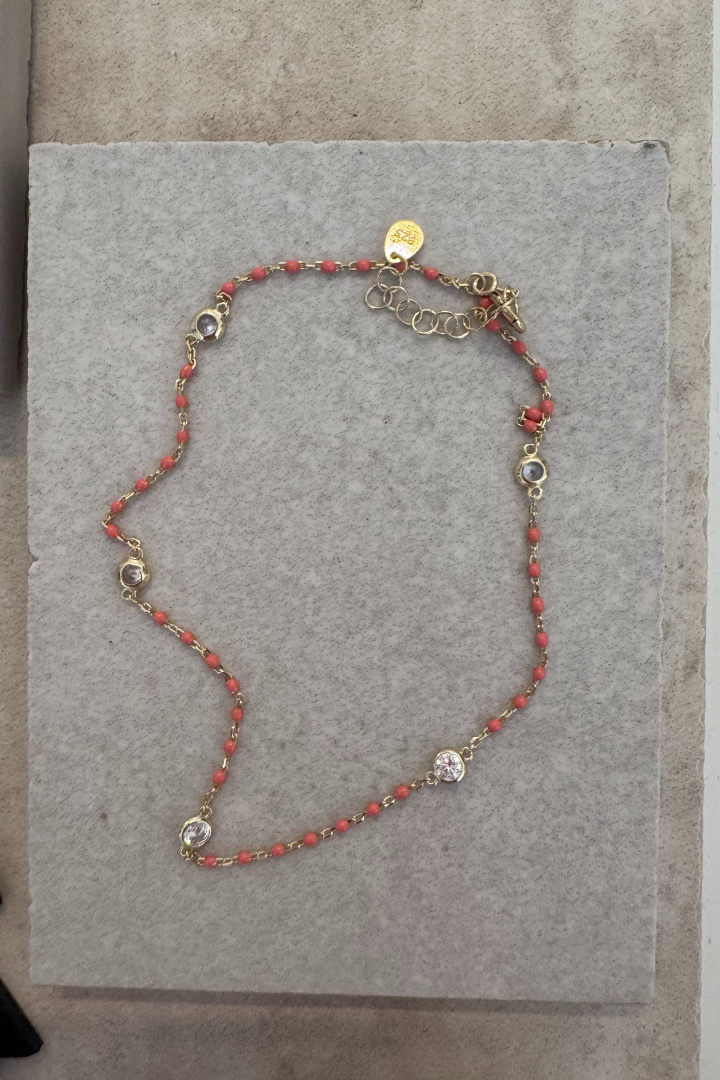 Anklet - Orange Beads