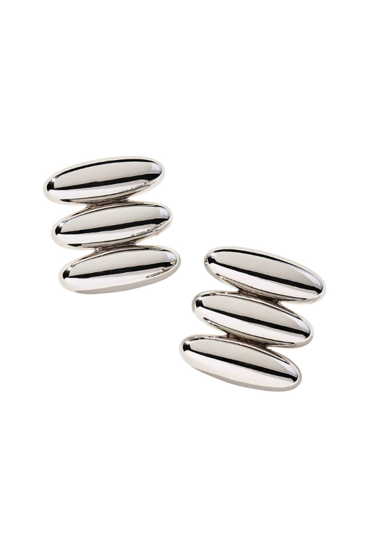 Milan Bead Stud Earring - Silver