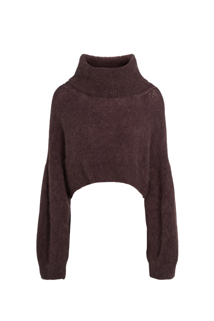 Andrea Roll Neck cropped sweater detail