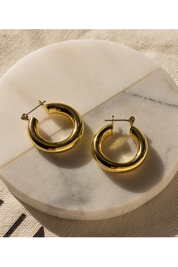 Baby Amalfi Tube Hoops - Gold