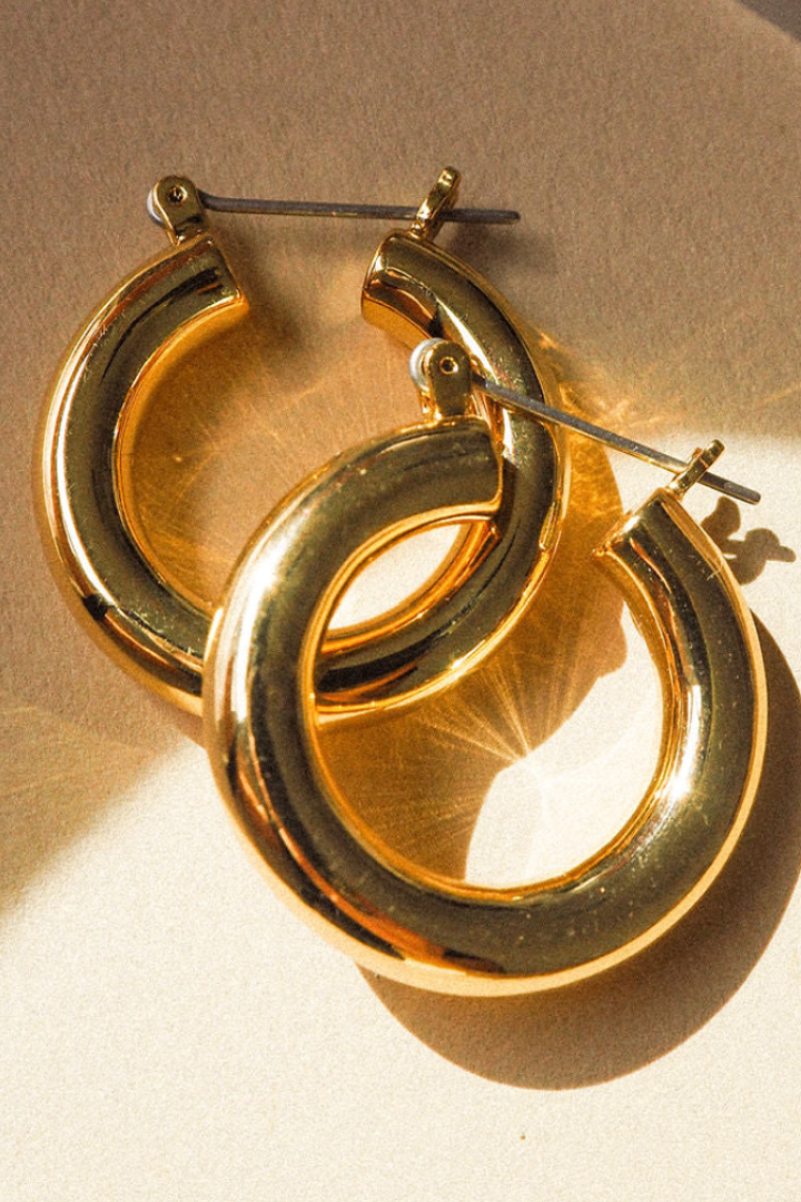 Baby Amalfi Tube Hoops - Gold