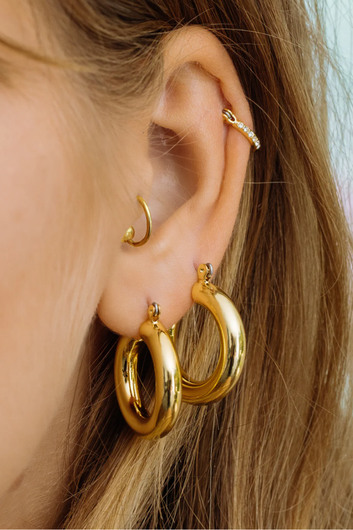 Baby Amalfi Tube Hoops - Gold