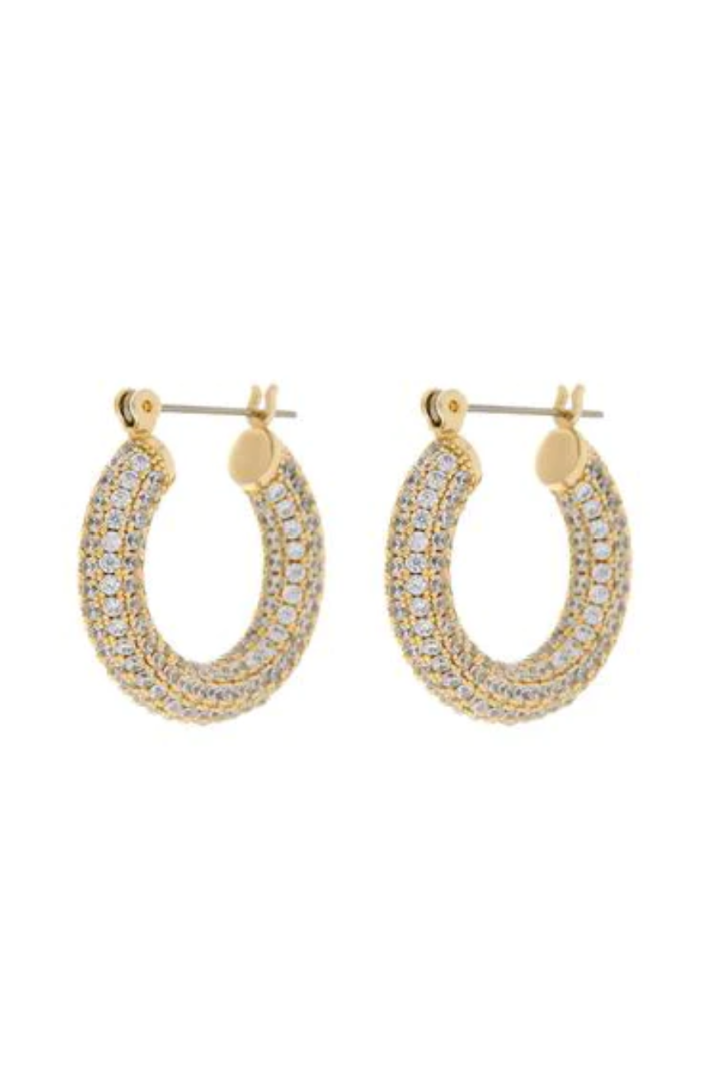 Pave Baby Amalfi Hoops - Gold