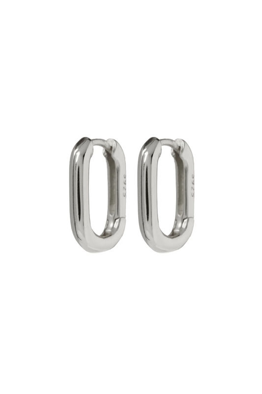 Chain Link Huggies - Silver