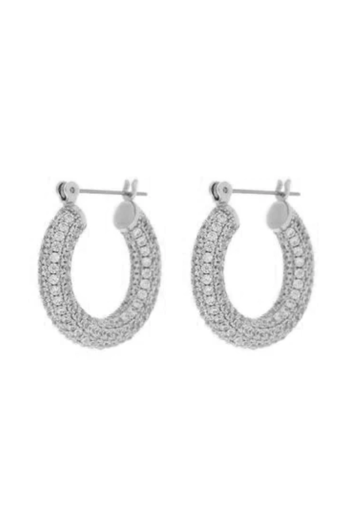 Pave Baby Amalfi Hoops - Silver