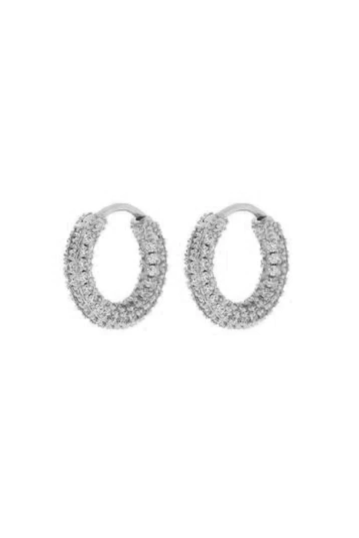 Pave Amalfi Huggies - Silver