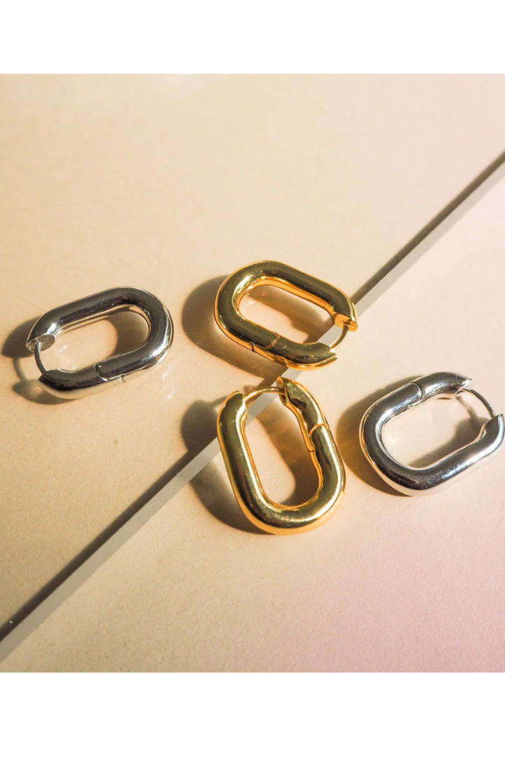 XL Chain Hoops - Silver