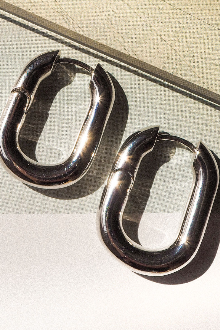 XL Chain Hoops - Silver