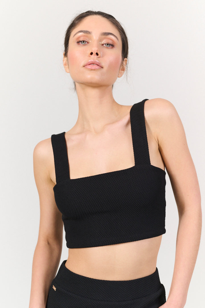 Lune Active Moon Black Bandeau Cropped Bra Bralette Sports Bra