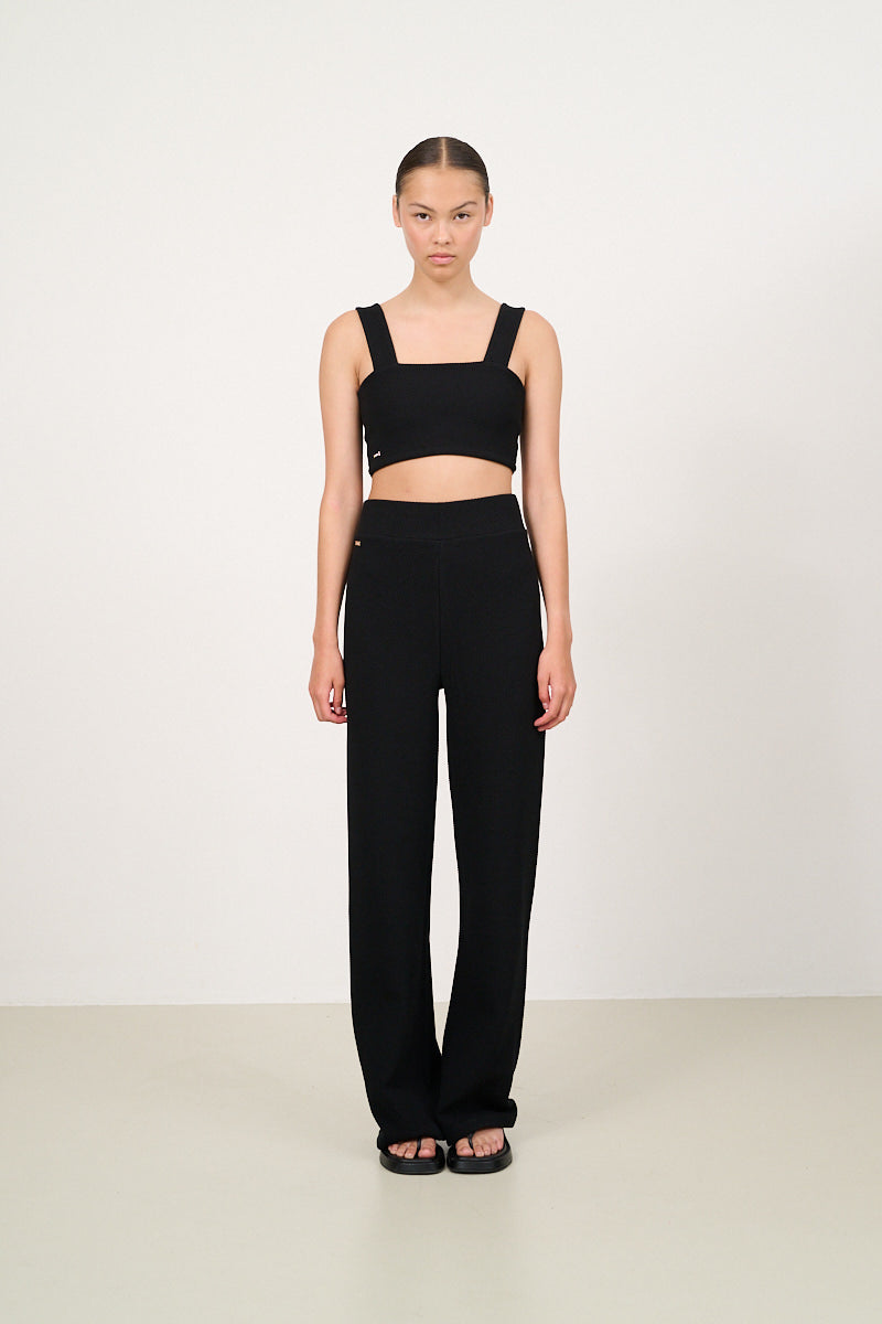 Lune Active Moon Flare Wide Leg Straight Black Lounge Everyday Pants