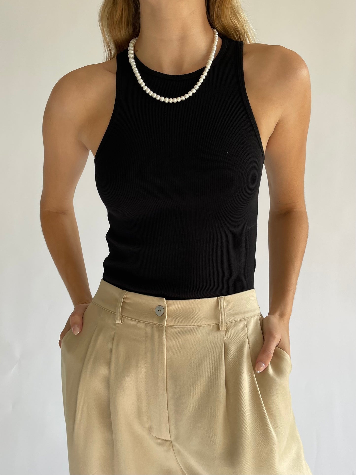 donni rib racerback tank top black cotton modal
