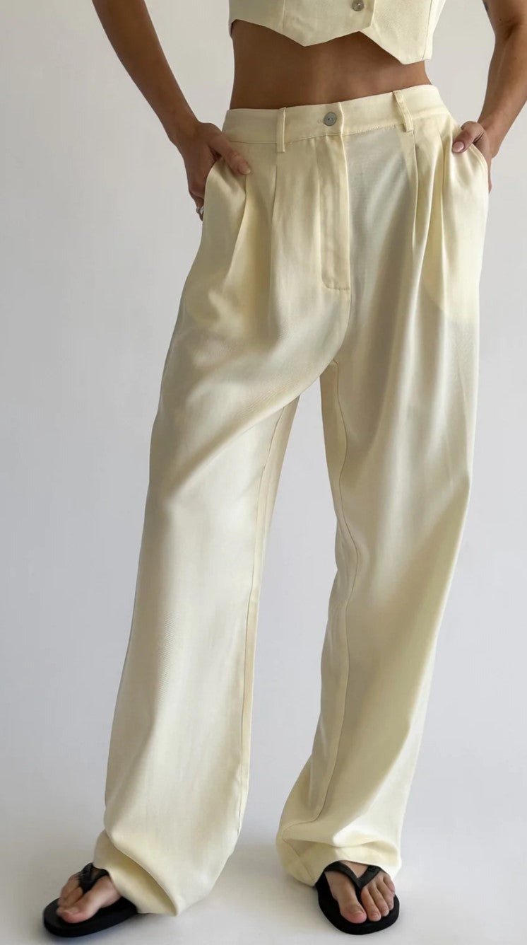donni twill lyocell trouser creme off white