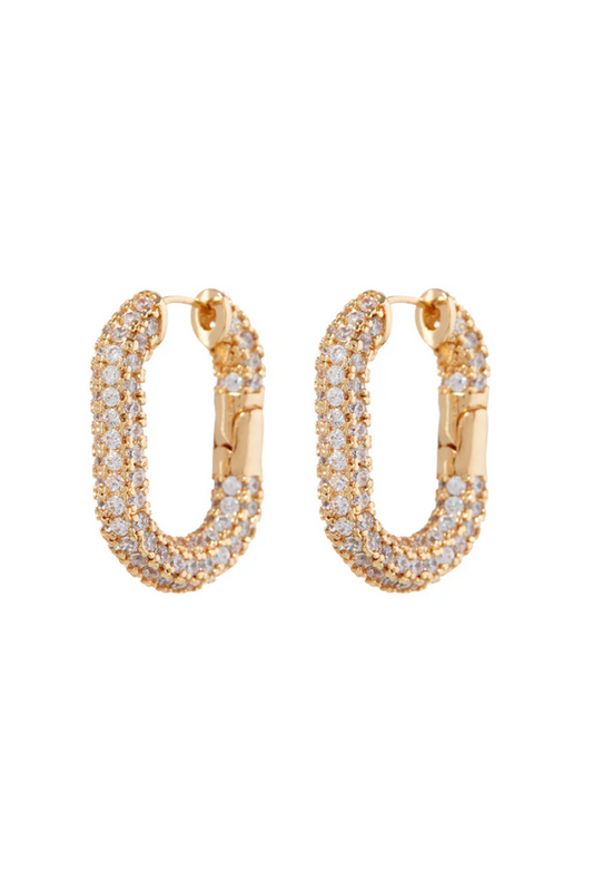 Pave XL Chain Hoops- Gold