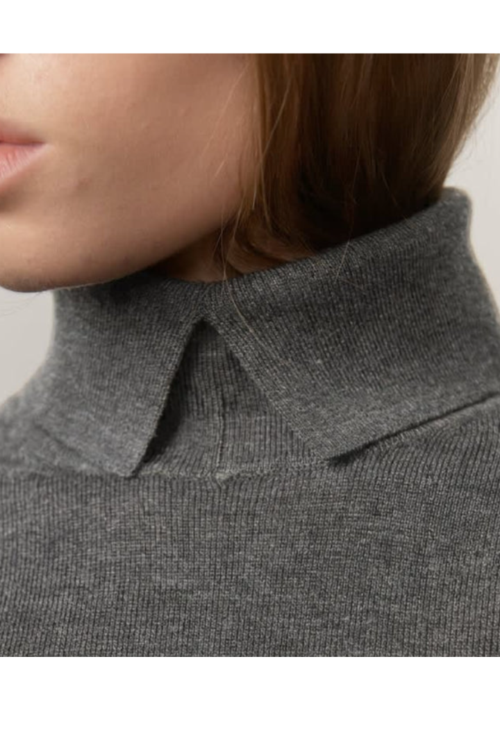 Birgitte Herskind Perry Knit Blouse — merino knit blouse in grey, view 3