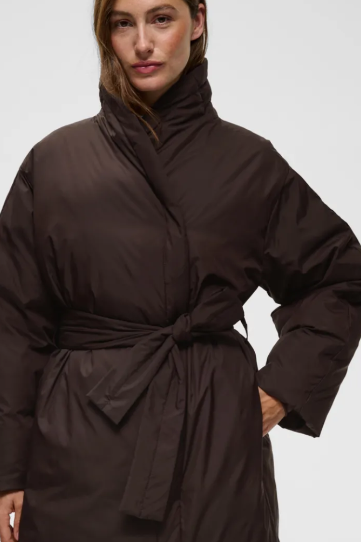 InWear Zinna Cocoon Coat — oversized cocoon coat in brown, view 3