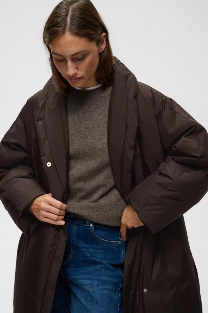 InWear Zinna Cocoon Coat — oversized cocoon coat in brown, view 6