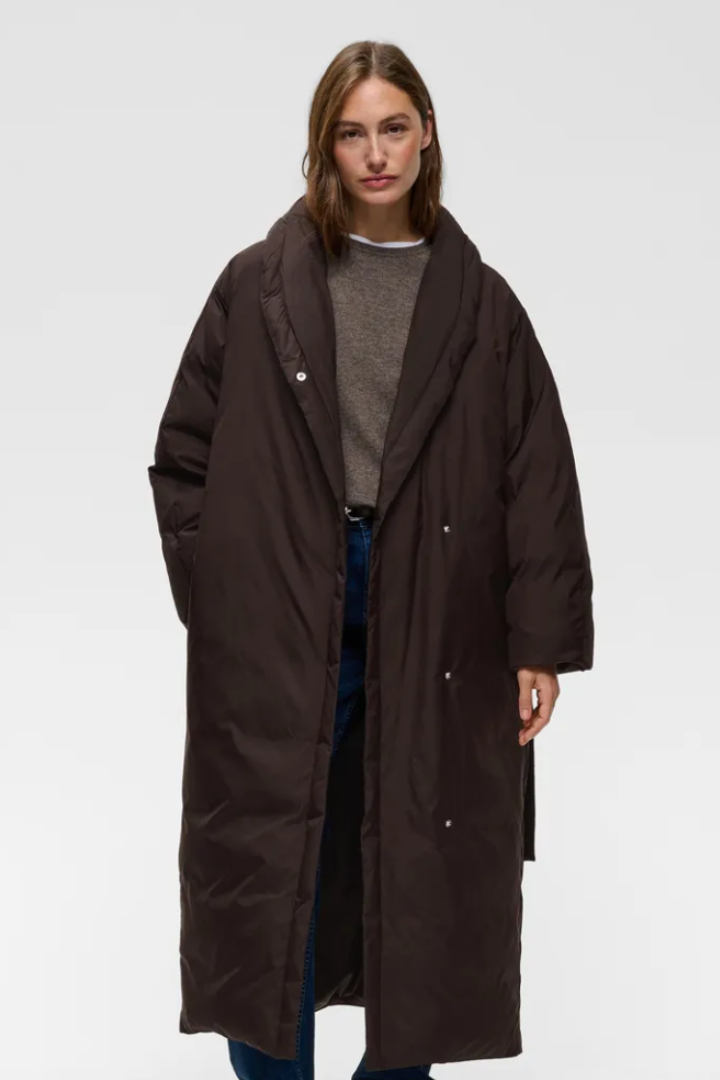 InWear Zinna Cocoon Coat — oversized cocoon coat in brown, view 2
