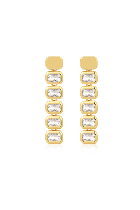 Bianca Bezel Drop Studs - Gold