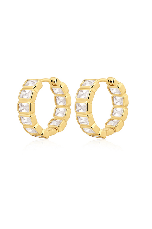 Bianca Bezel Hoops - Gold