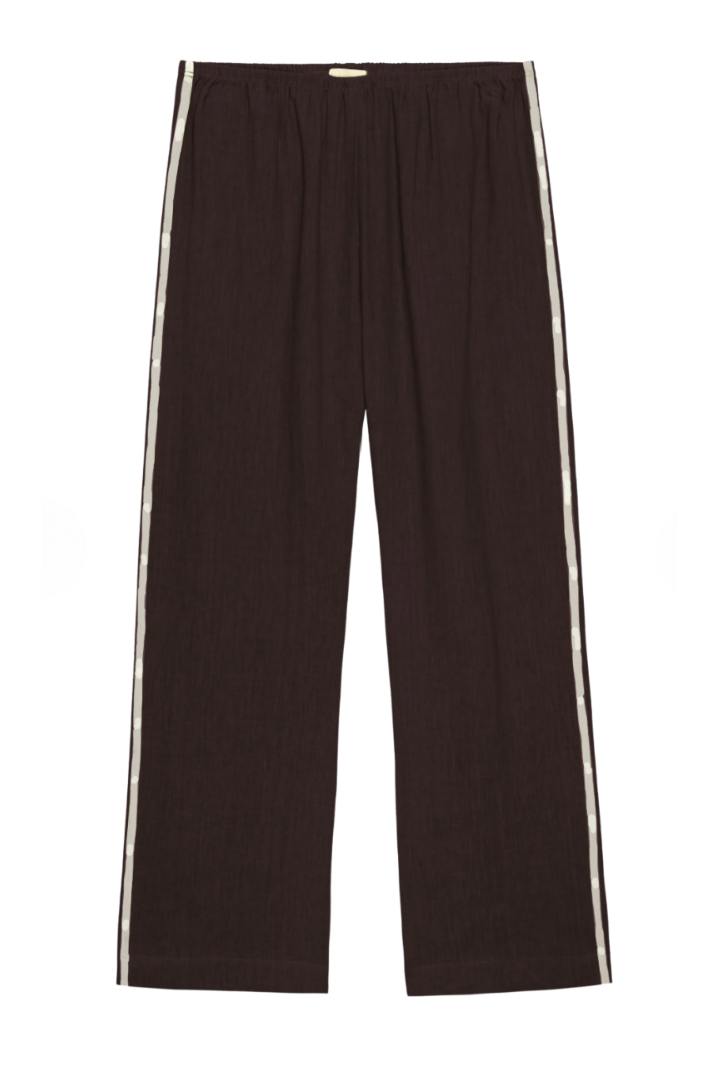 Cropped Stripe Linen Simple Pant