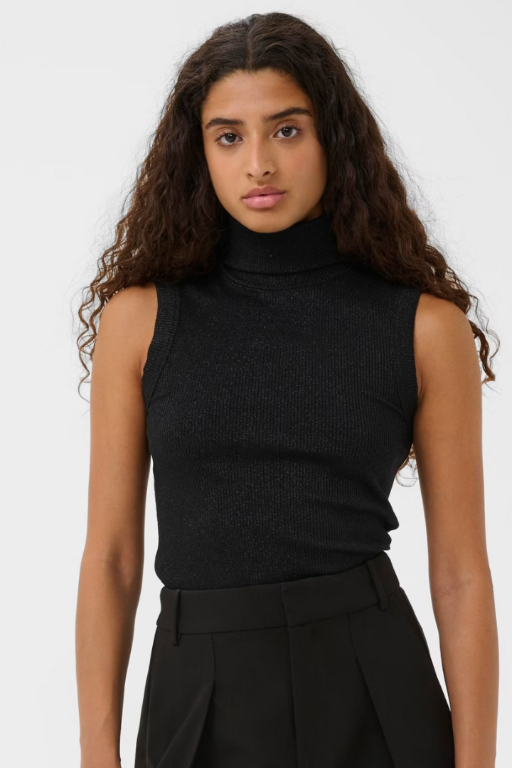 Dagna Glitter Sleeveless Turtleneck