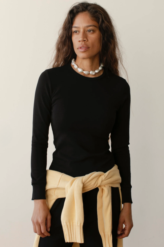 The Baby Rib Scallop Long Sleeve