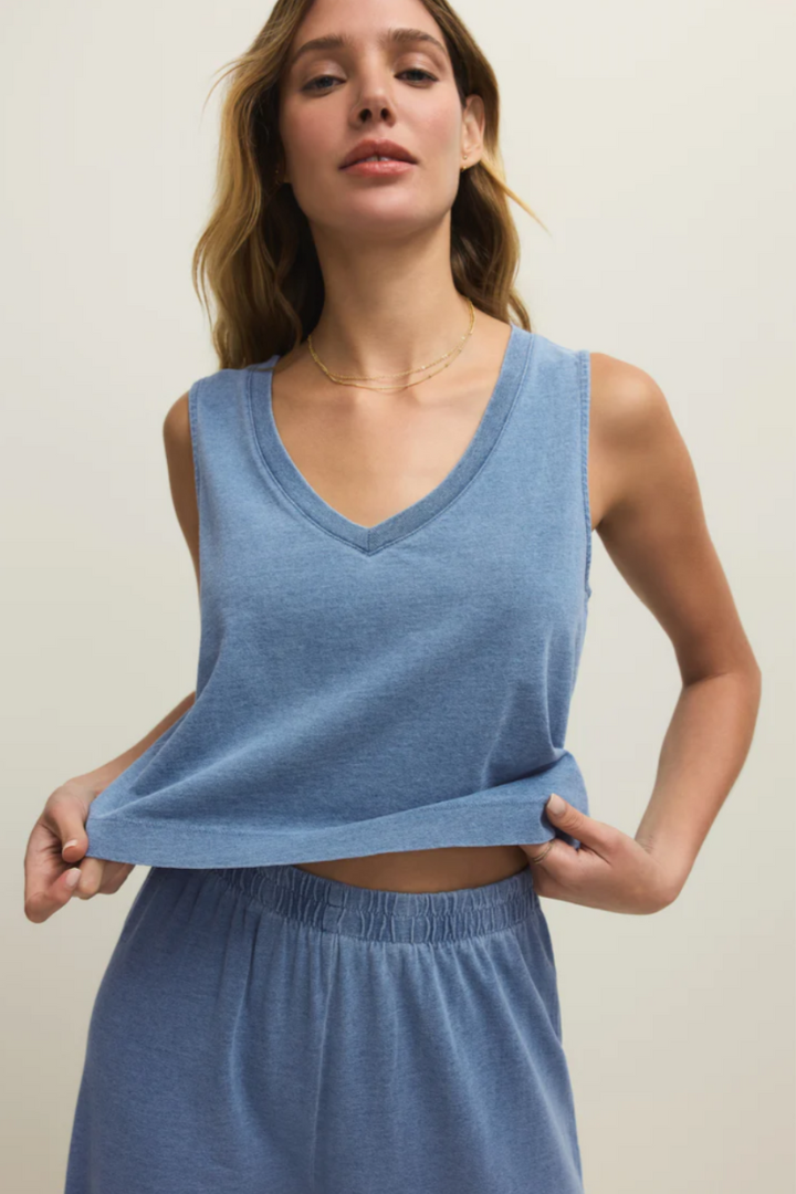 Sloane Vneck Denim Tank