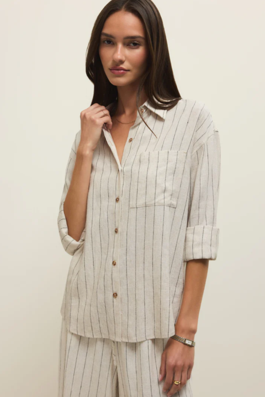 Alfie Stripped Linen Top