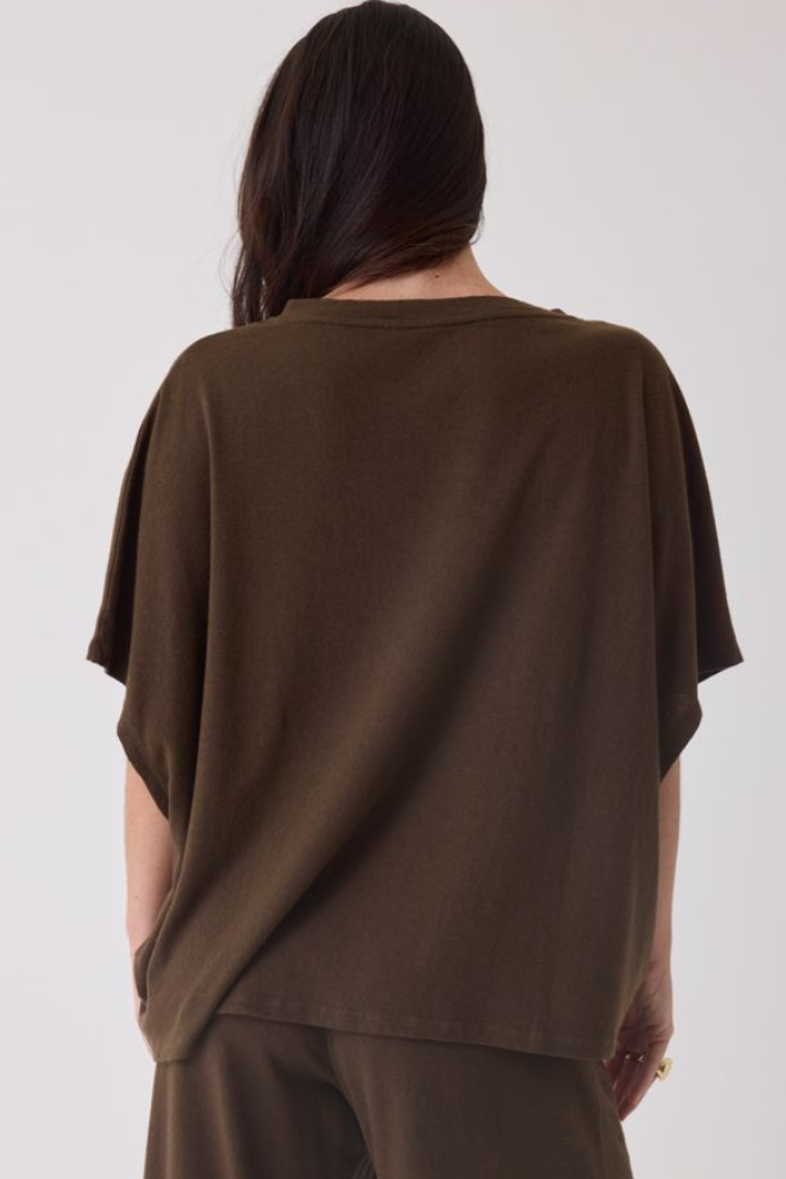 Cotton Linen Vneck Tee