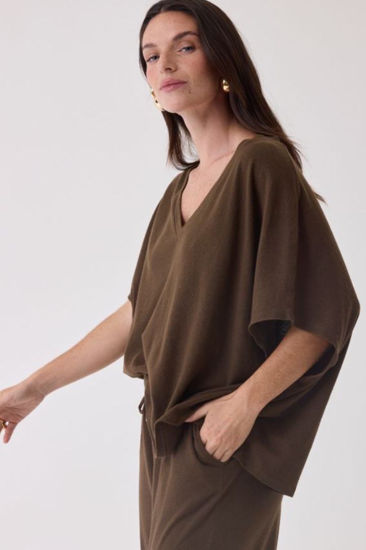 Cotton Linen Vneck Tee