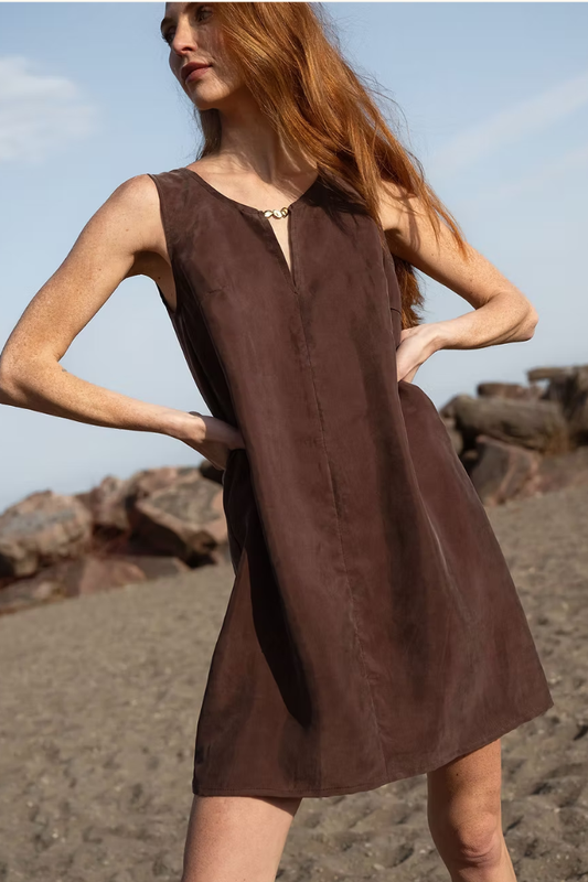 Cupro Keyhole Dress
