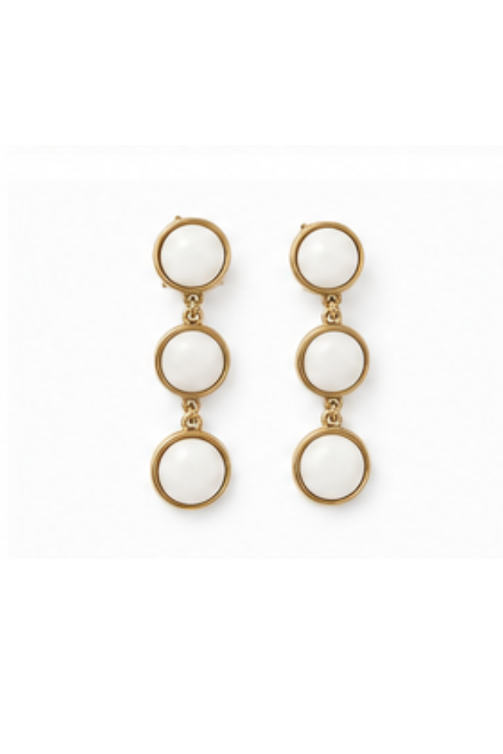 Vintage White Enamel Drop Earrings
