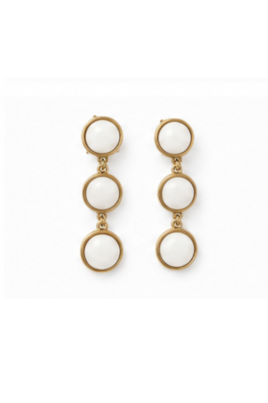 Vintage White Enamel Drop Earrings