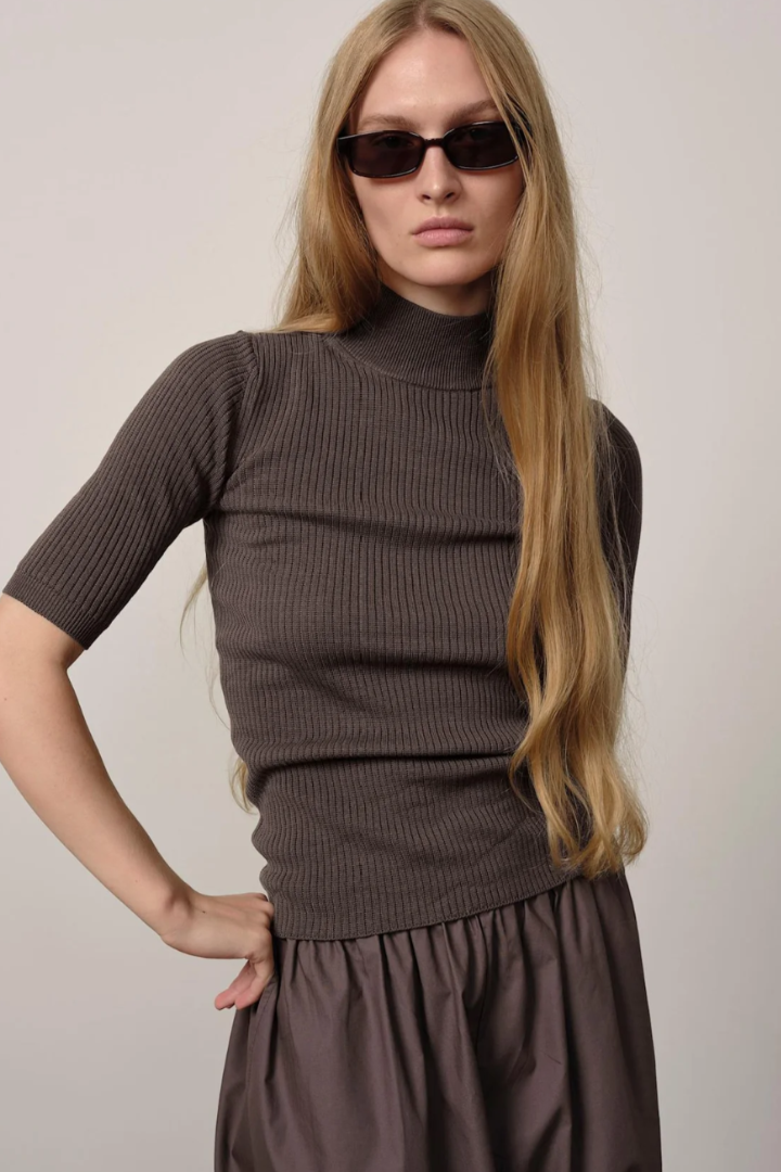 Birgitte Herskind Wes Ribbed Mock Neck Blouse