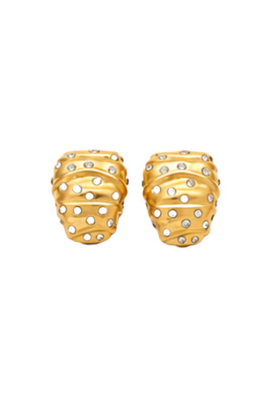 Vintage Ripple Rhinestone Earrings