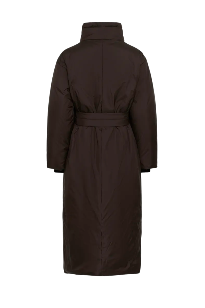 Zinna Cocoon Coat, full-length back view