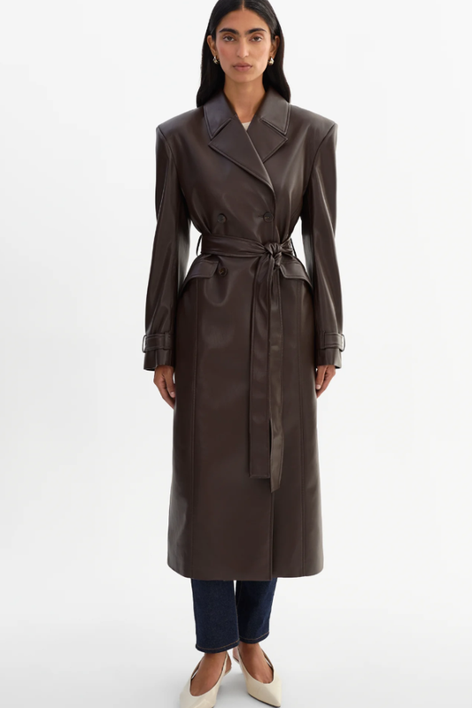 Iolanthe Faux Leather Trench Coat, front view