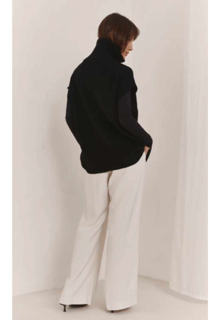 Charli London Millie Vest in Black — a relaxed, effortless silhouette for everyday layering.