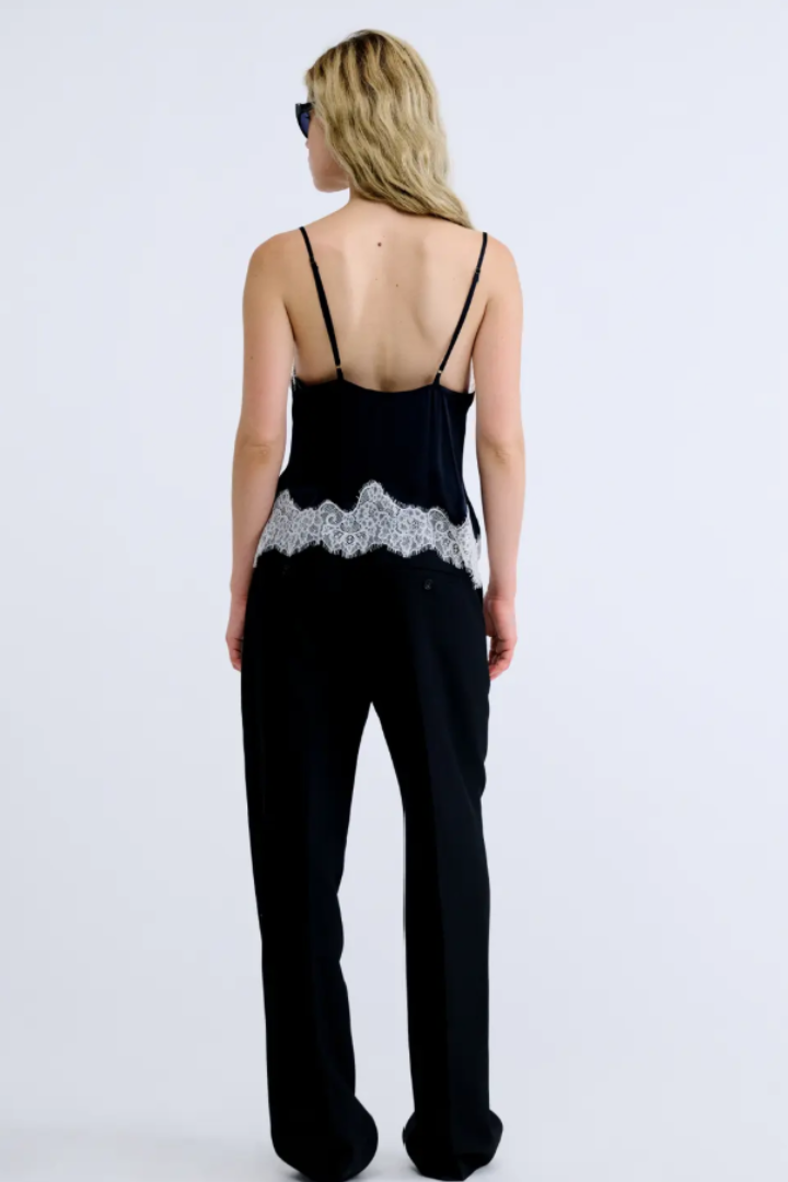 Love Stories Pippa Cami — silk lace camisole in black, view 4