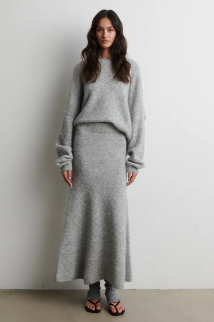 Second Female Pollenza Sweater — oversized alpaca sweater in grey, view 2