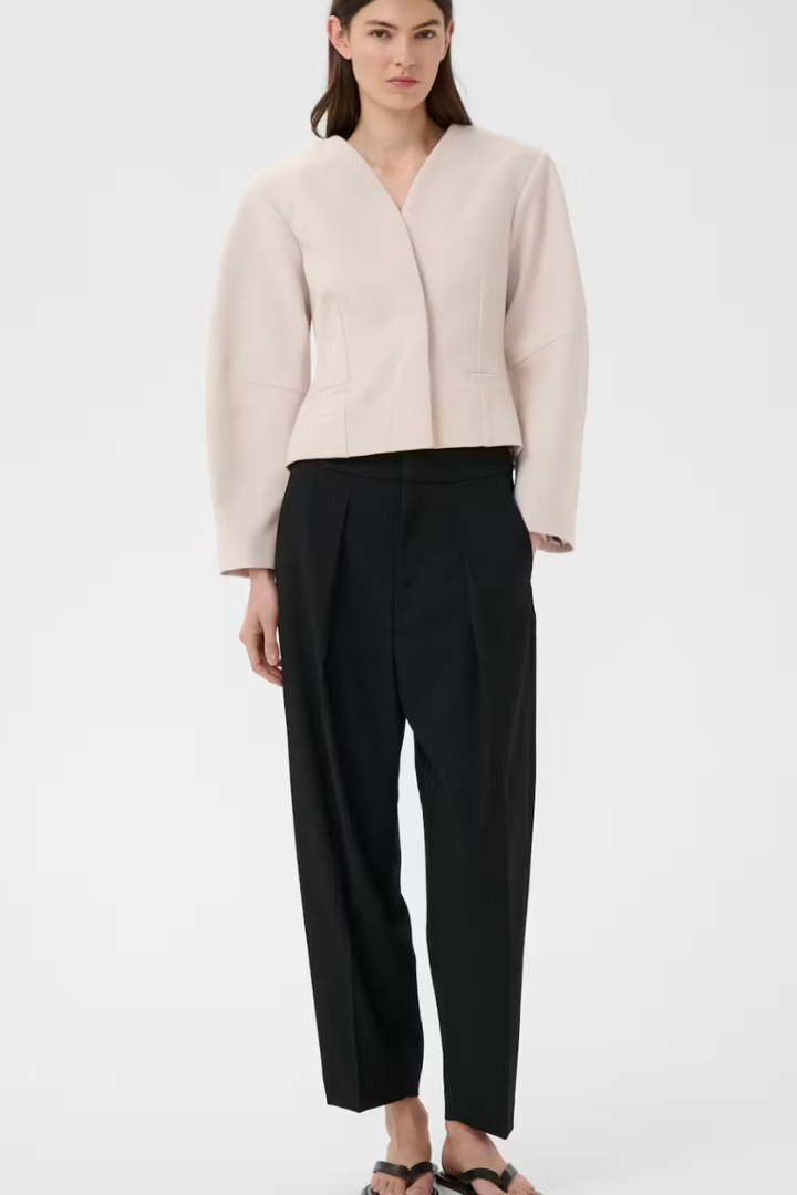 InWear Cadie Trouser — high-waisted barrel-leg trouser in black, view 3