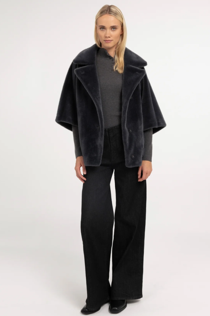 YAYA Wide Leg Denim Trouser — tailored wide-leg denim trouser in black, view 6